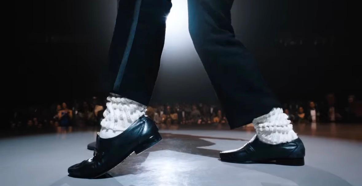 Michael Jackson iconic black loafers and white socks on stage - from the Michael biopic 2026