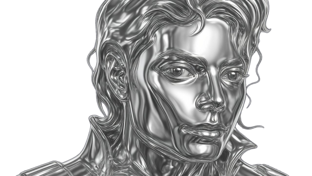 Michael Jackson silver bust portrait — PopCrown free app for Michael Jackson fans